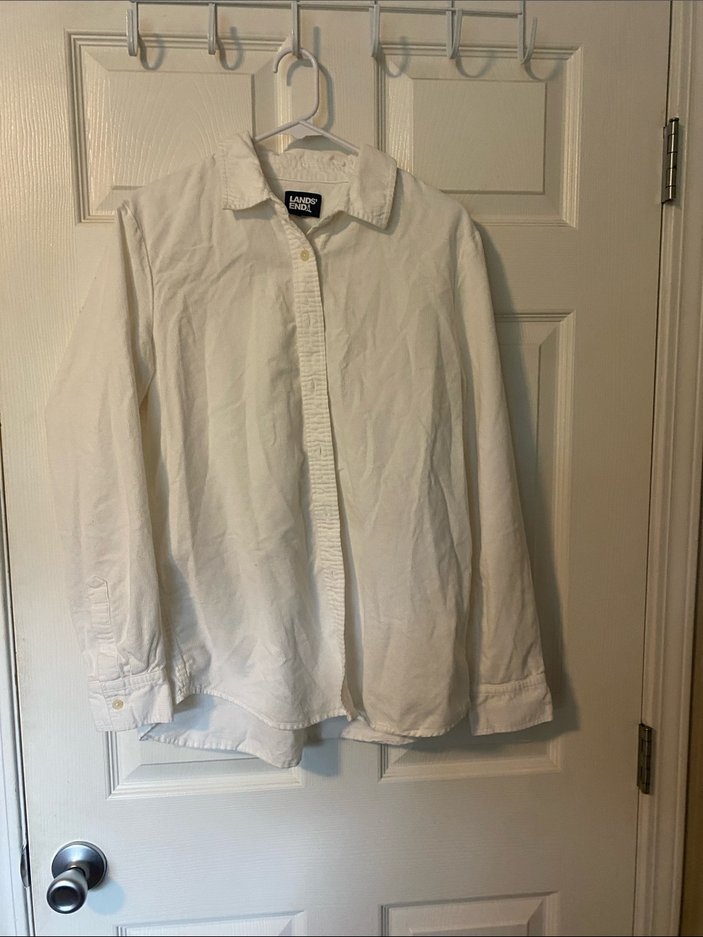 Lands' End Men's White Casual Button-Down Shirt